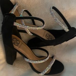 Never Worn, Daisy Fuentes Black & Bling Heels.